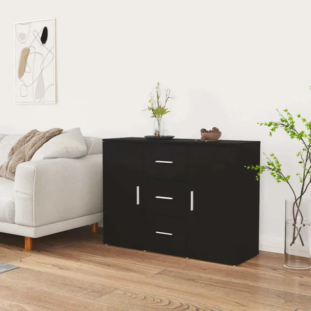 vidaXL Dressoir 91x29,5x65 cm bewerkt hout zwart, foto 2