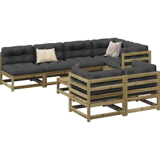 vidaXL 8-delige Loungeset geïmpregneerd grenenhout bruin, foto 2