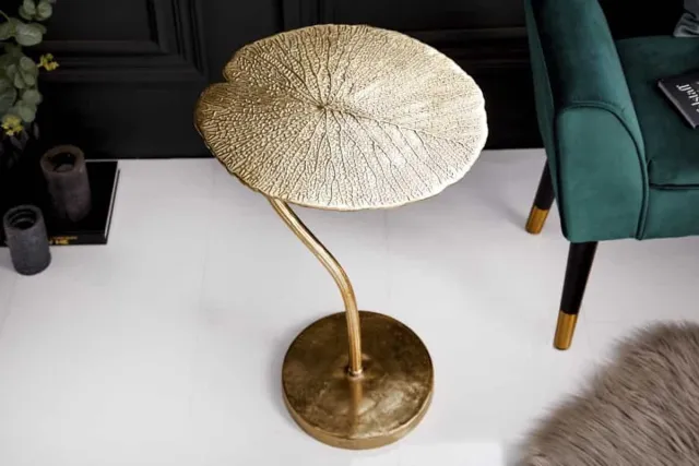 Invicta Interior Handgemaakte design bijzettafel ABSTRACT LEAF 40cm goud - 40904 Zie omschrijving