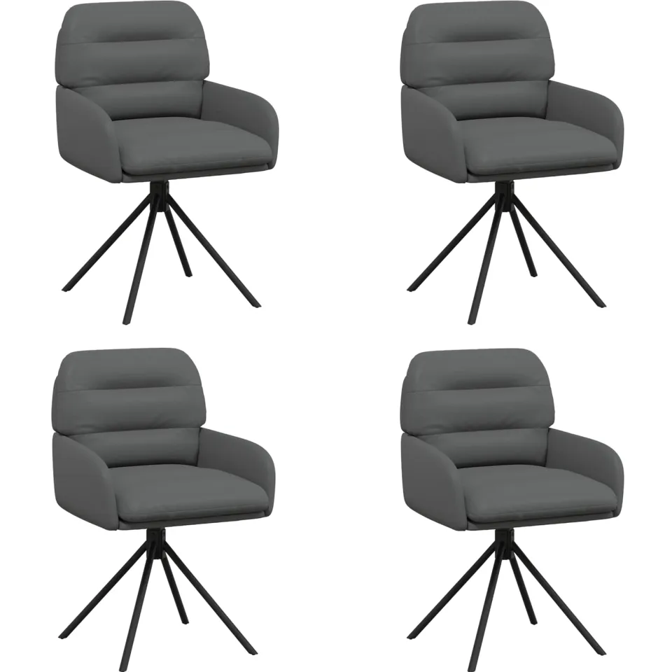 vidaXL Draai Eetstoelen 4 st Kunstleer Grijs 59 x 59,5 x 90 cm, foto 3