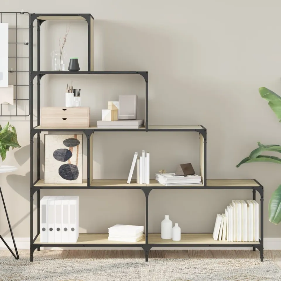vidaXL Boekenkast 4-laags 139x33,5x149 cm bewerkt hout sonoma eiken, foto 4