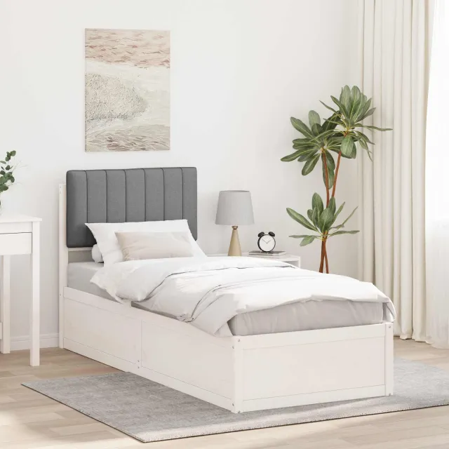 vidaXL Bedframe met Gevoerd Hoofdgedeelte Lichtgrijs 75 x 190 cm