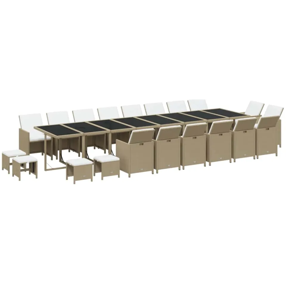 vidaXL 21-delige Tuinset met kussens poly rattan beige