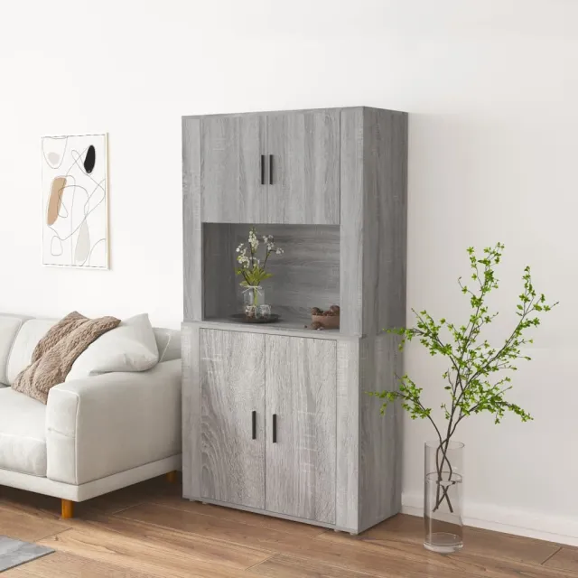 vidaXL Hoge kast bewerkt hout grijs sonoma eikenkleurig, foto 2