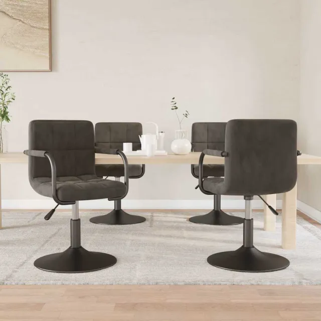 vidaXL Eetkamerstoelen draaibaar 4 st fluweel donkergrijs