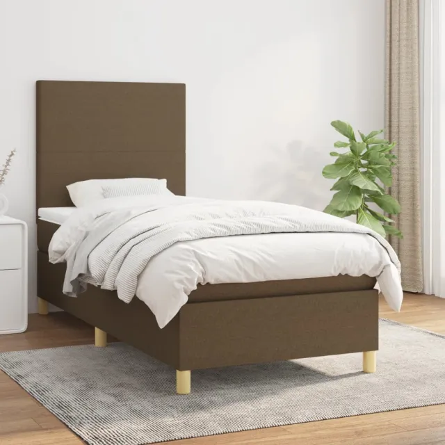vidaXL Boxspring met matras stof donkerbruin 100x200 cm bruin