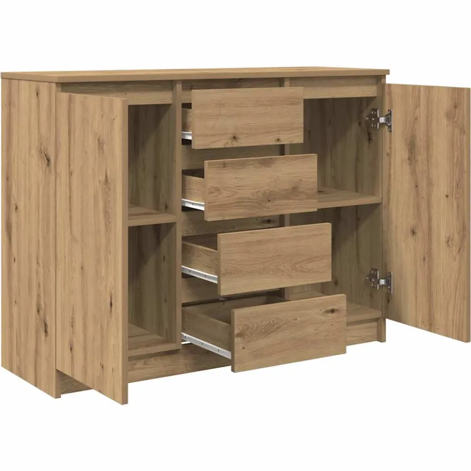 vidaXL Dressoir met lades 100,5x35x76 cm spaanplaat artisanaal bruin, foto 4