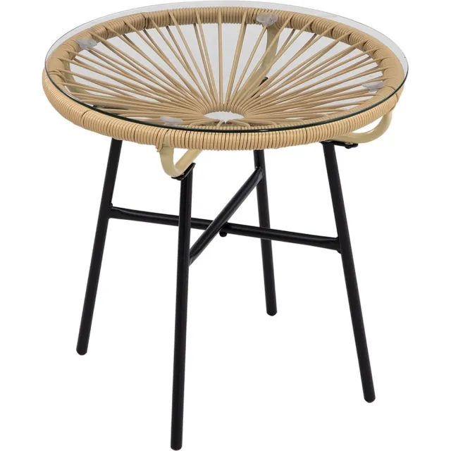 Zenzee Ronde tuintafel boho style - Salontafel rond - Bijzettafel - Tafel - Beige - 50 cm x 50 cm x 50 cm