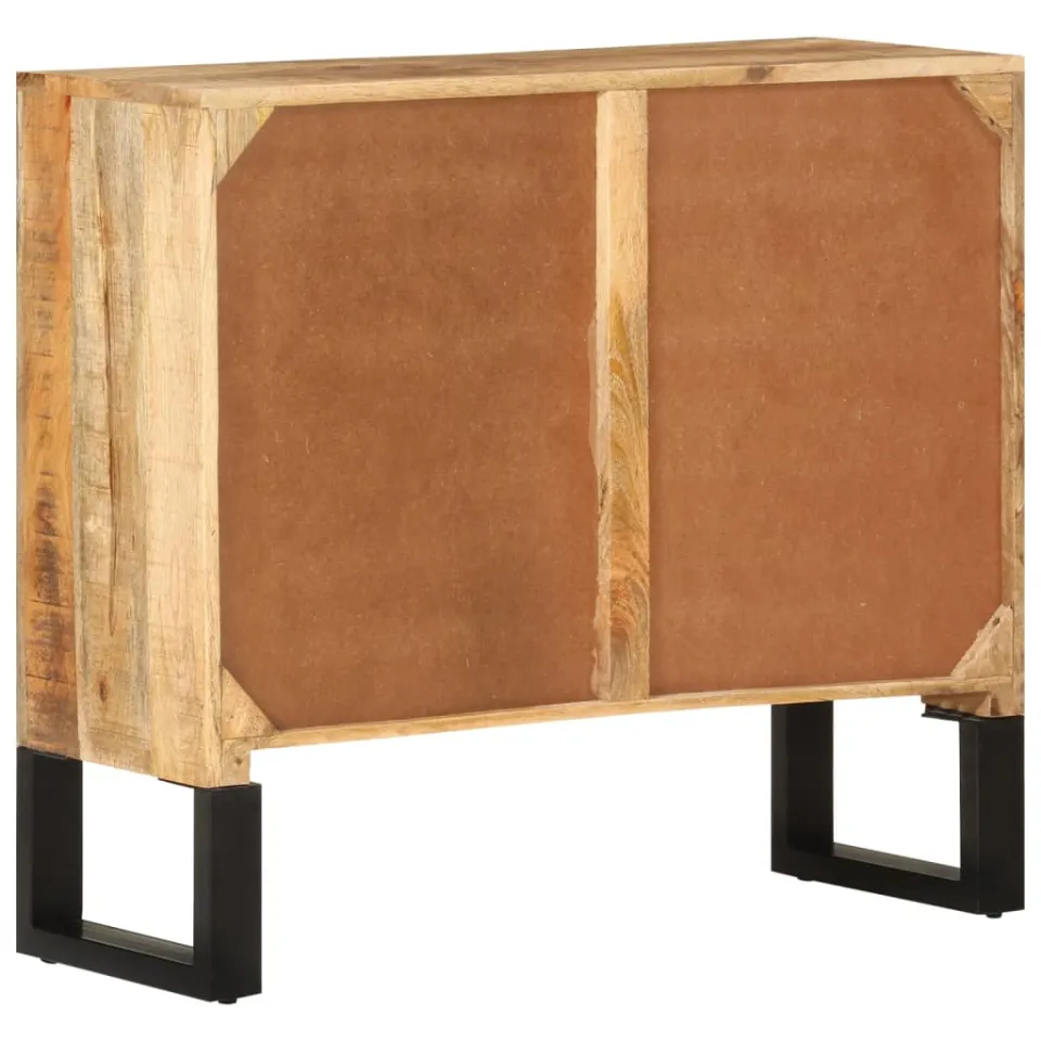 vidaXL Dressoir 80x30x71 cm massief ruw mangohout en metaal bruin, foto 4