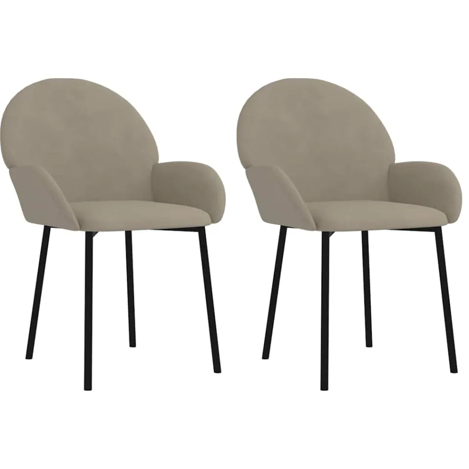 vidaXL Eetkamerstoelen 2 st fluweel lichtgrijs grijs, foto 3