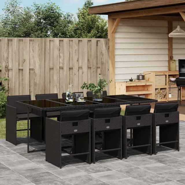 vidaXL 9-delige Tuinset poly rattan zwart, foto 2