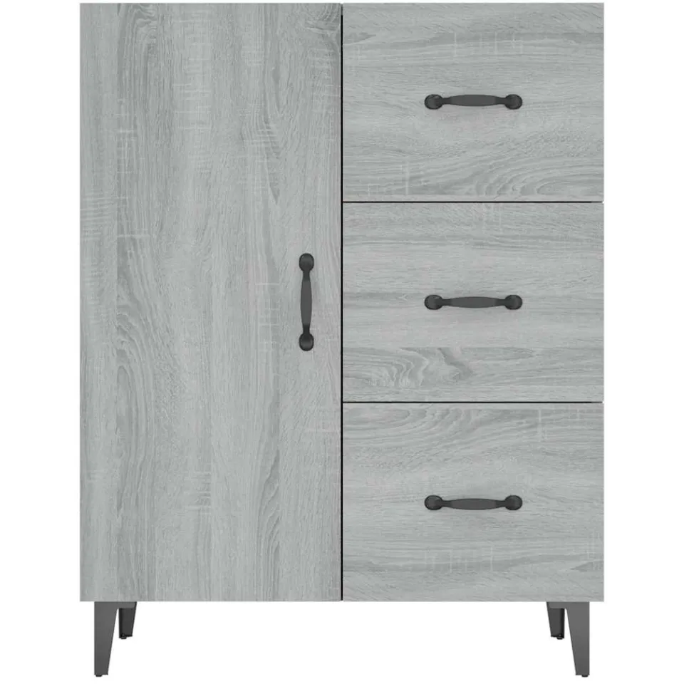 vidaXL Dressoir 69,5x34x90 cm bewerkt hout grijs sonoma eikenkleurig, foto 4