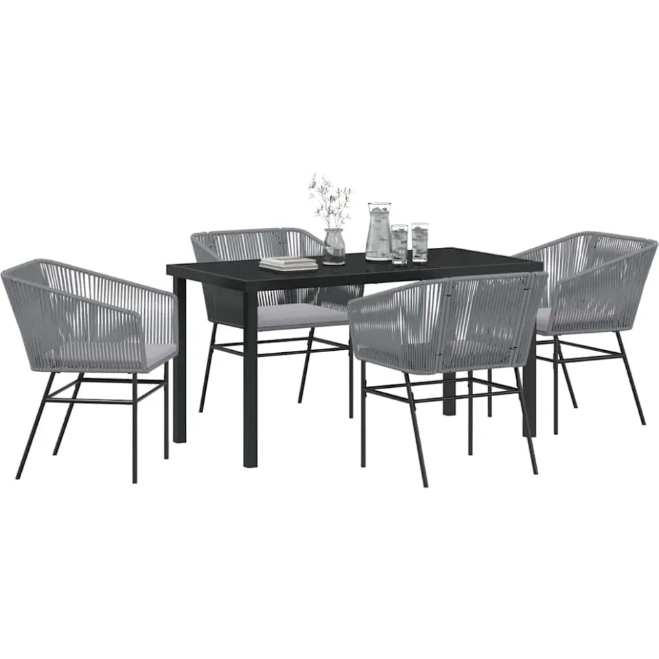 vidaXL Tuin eettafelset 5 st Grijs Gepoedercoat staal, foto 2