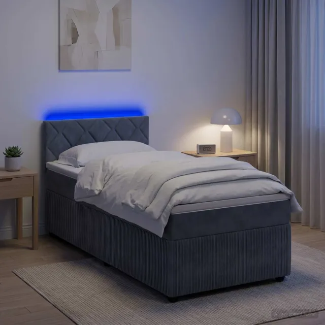 vidaXL Boxspringbed met matras Donkergrijs 100 x 200 cm Fluweel