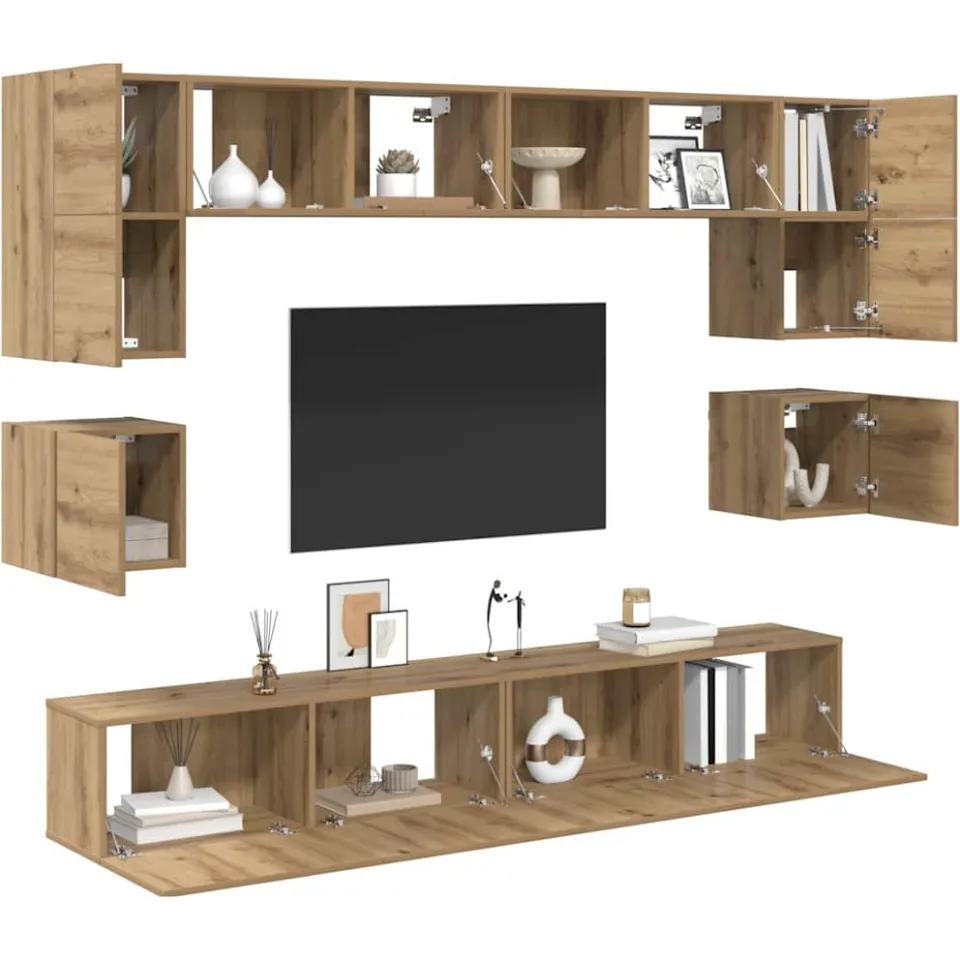 vidaXL Tv-meubelset 8 st 100 x 30 x 30 cm Artisan Eiken Bruin