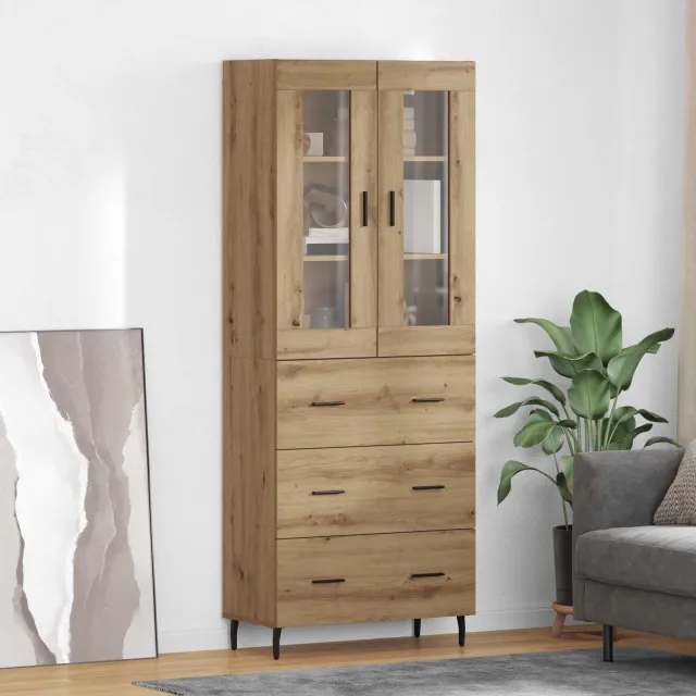 vidaXL Hoge kast 2 st Artisan Eiken 69,5 x 34 x 180 cm Bewerkt hout Bruin