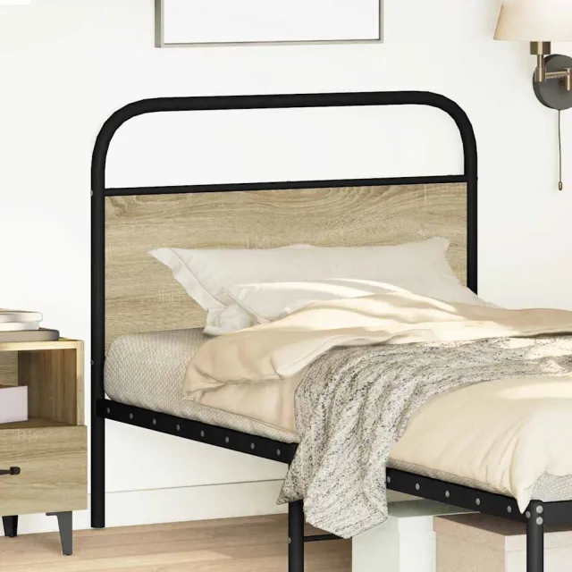 vidaXL Vervangend hoofdbord 90 cm staal en bewerkt hout sonoma eikenkleurig Bruin