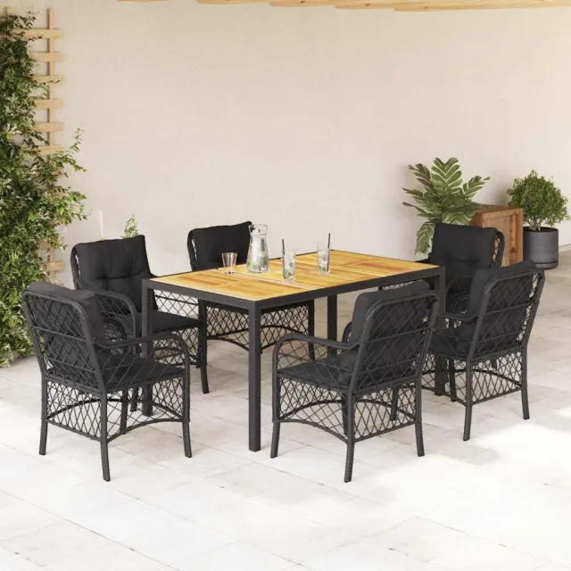 vidaXL 7-delige Tuinset met kussens poly rattan zwart, foto 2