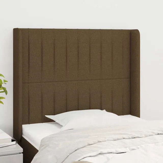 vidaXL Hoofdbord met randen 93x16x118/128 cm stof donkerbruin