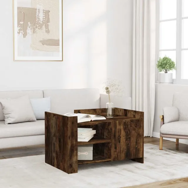 vidaXL Salontafel 80x50x50 cm bewerkt hout gerookt eikenkleurig, foto 2