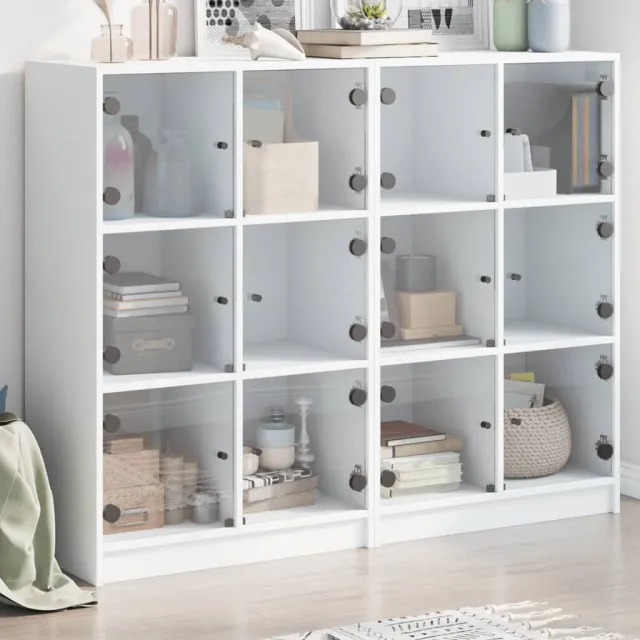 vidaXL Boekenkast met deuren 136x37x109 cm bewerkt hout wit, foto 2