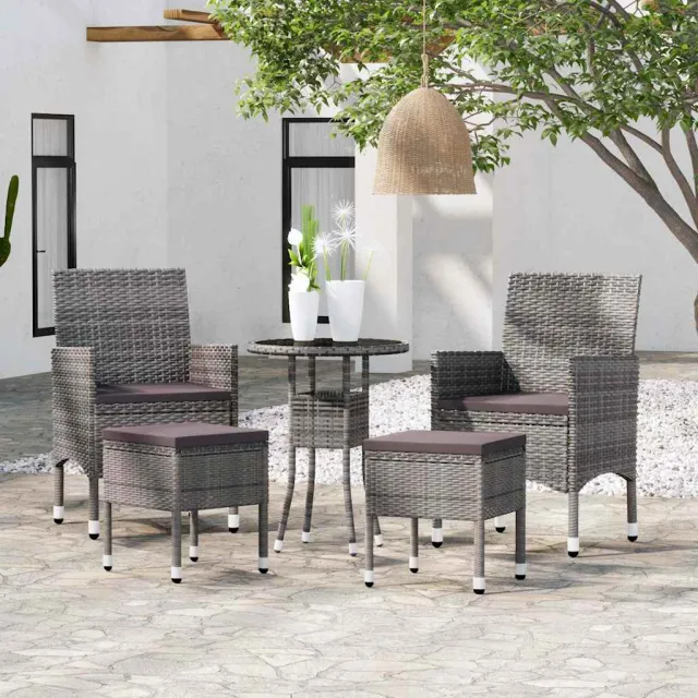 vidaXL 5-delige Loungeset poly rattan grijs, foto 2