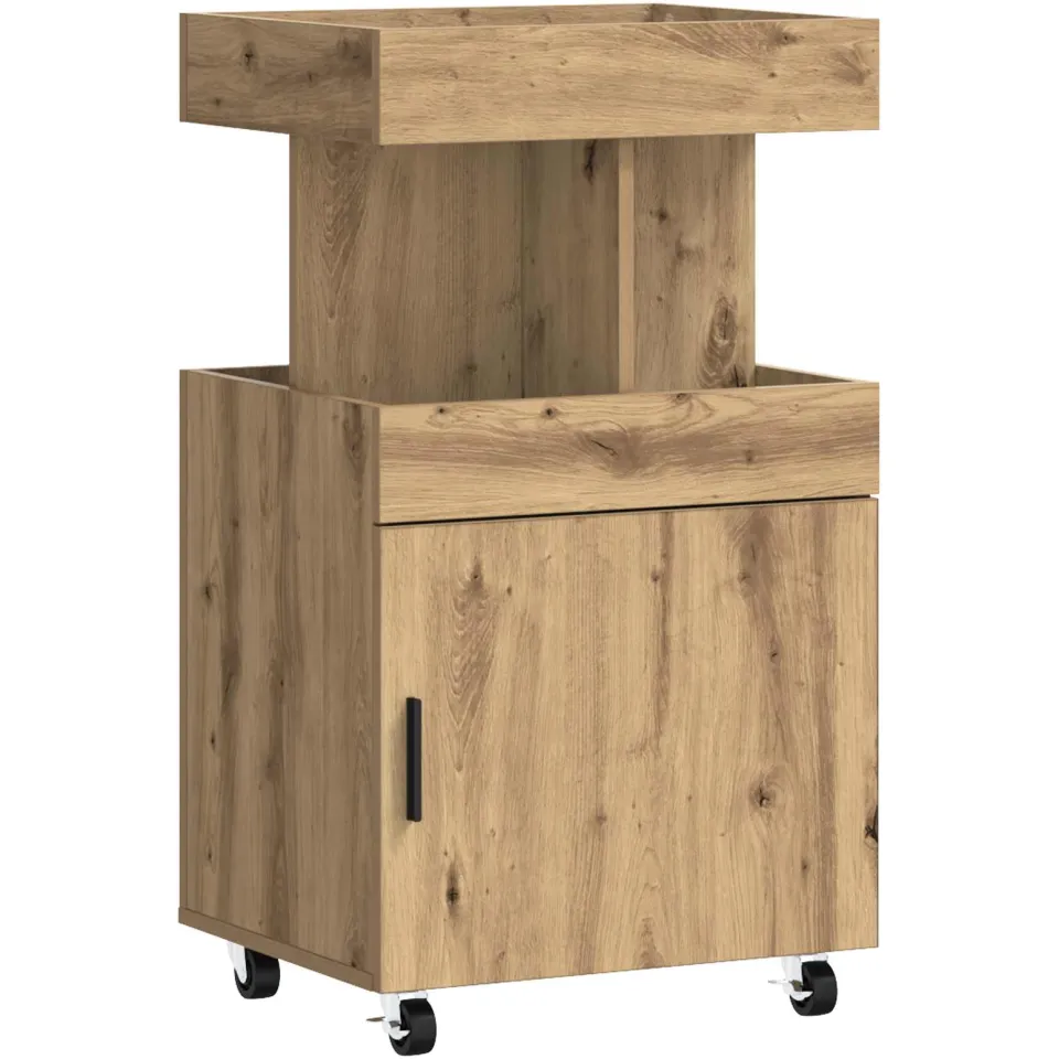 vidaXL Serveerwagen Artisanaal eiken 50 x 41 x 89 cm Bewerkt hout, foto 3