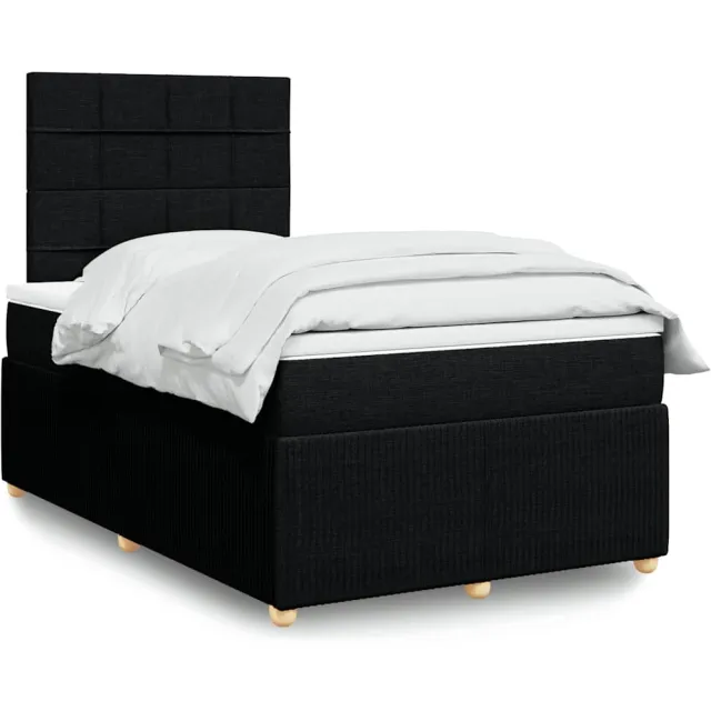 vidaXL Boxspring met matras stof zwart 120x190 cm