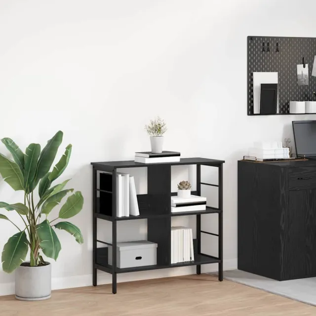 vidaXL Boekenkast 4-laags 82 x 32 x 79 cm Bewerkt hout Zwart Eiken, foto 2