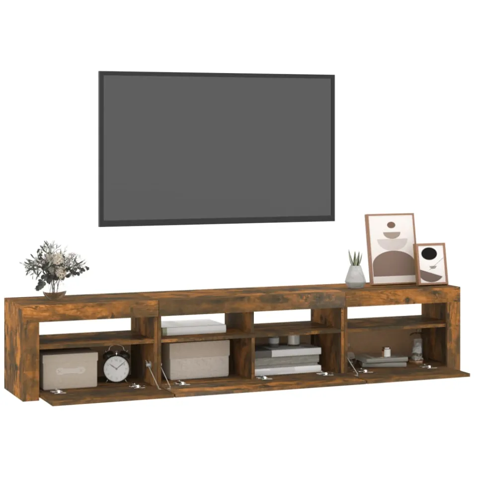 vidaXL Tv-meubel met LED-verlichting 210x35x40 cm gerookt eikenkleurig