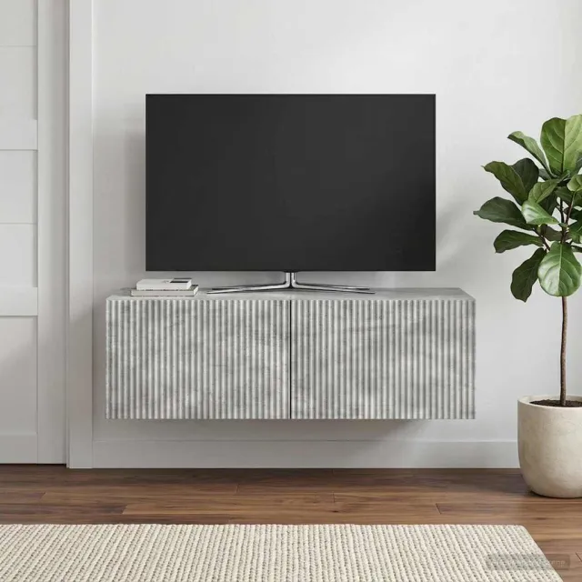 vidaXL Wandbeugel TV-kast 98 x 41 x 30 cm Betongrijs Bewerkt hout
