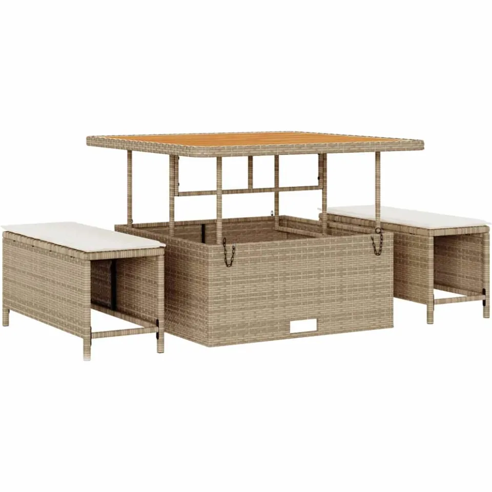 vidaXL Tuinbankenset 11 st Beige poly rattan, foto 4