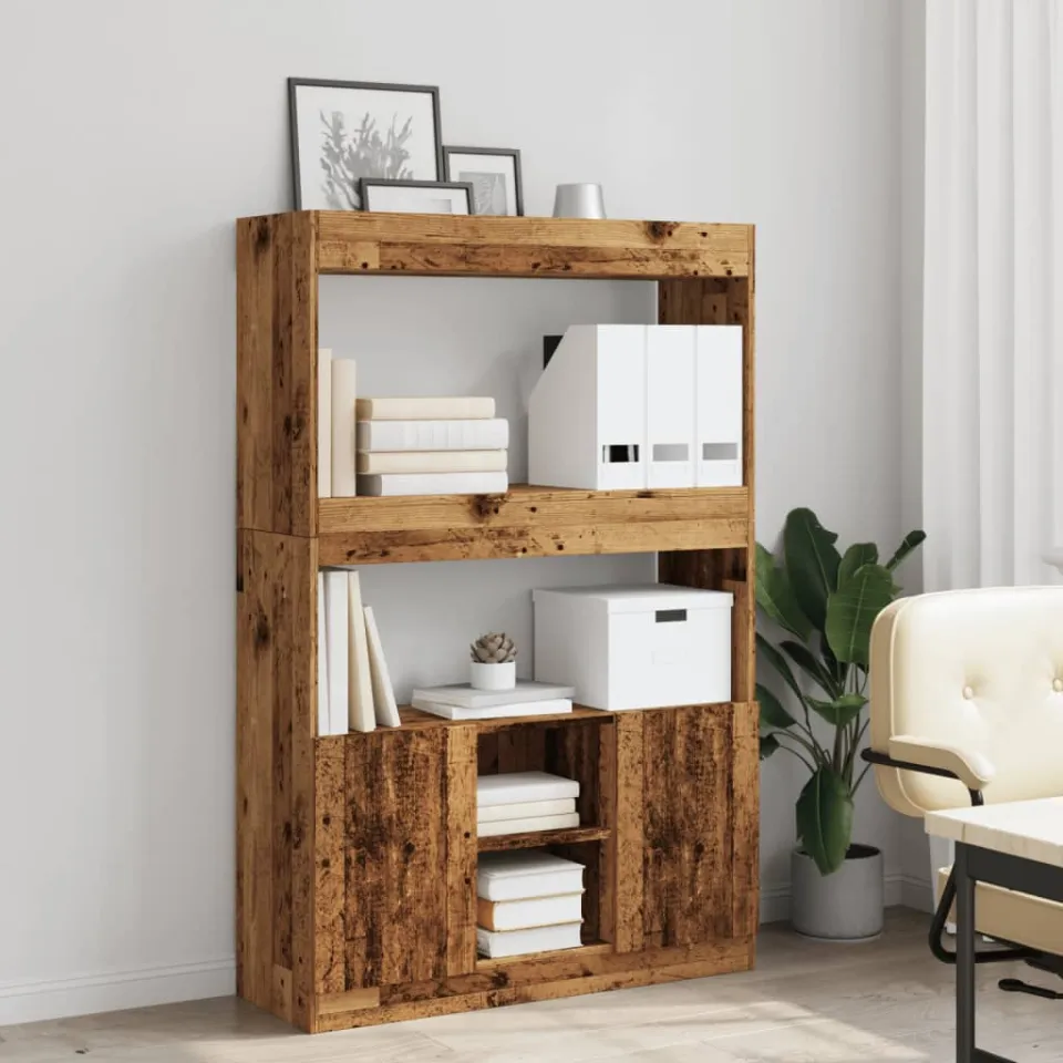 vidaXL Hoge kast 92x33x140 cm bewerkt hout oud houtkleurig bruin, foto 2