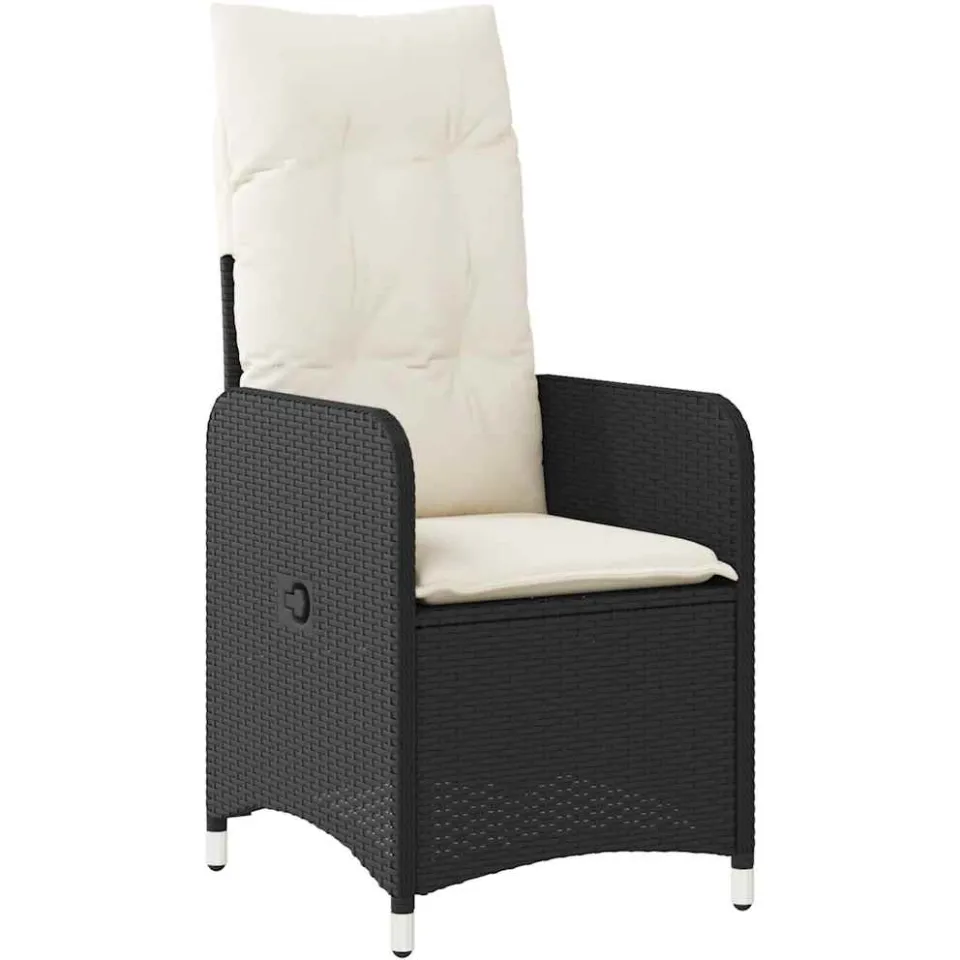 vidaXL 11-delige Bistroset met kussens poly rattan zwart