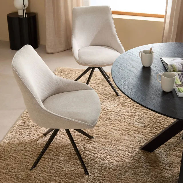 NOUS Living Loren eetkamerstoel beige, foto 2