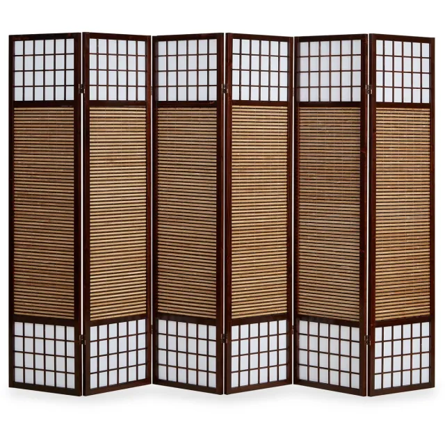 Homestyle4u Kamerscherm - 264x175 cm - bruin - 6-delig - bamboe stutten