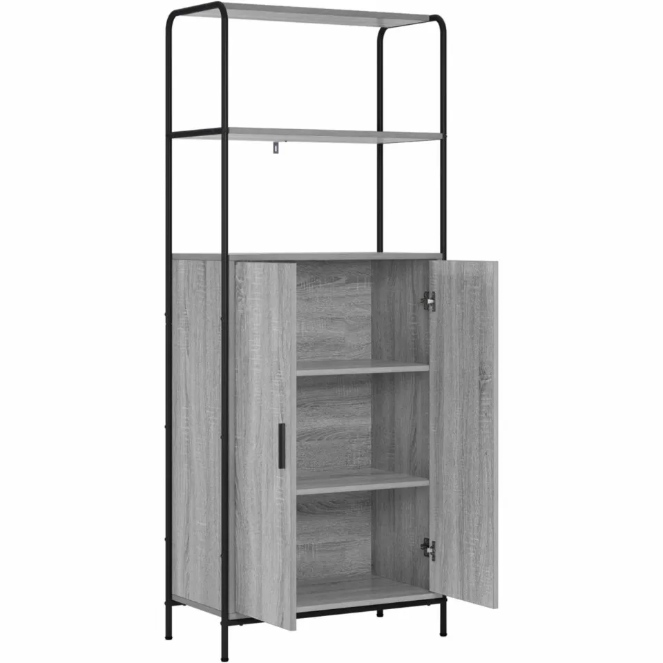 vidaXL Hoge kast Grijs Sonoma 40 x 33 x 161 cm Bewerkt hout
