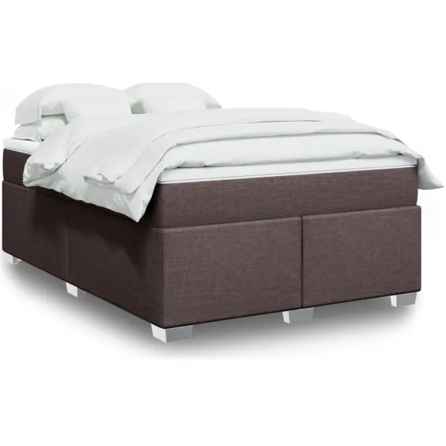 vidaXL Boxspring met matras stof donkerbruin 140x200 cm bruin