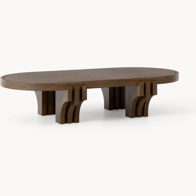 Westwing Collection Ovale houten salontafel Nolan Bruin