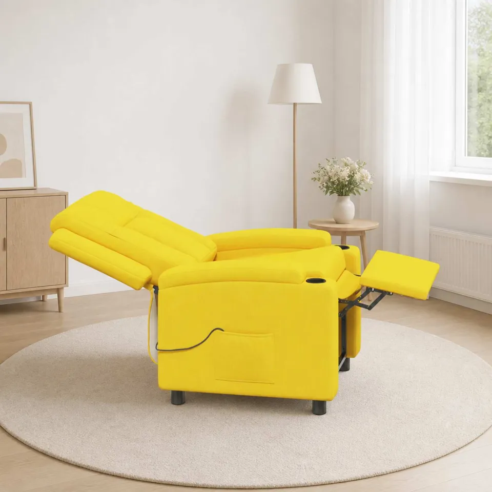 vidaXL Massage-relaxstoel Licht Geel 75 x 95 x 100 cm Stof, foto 4