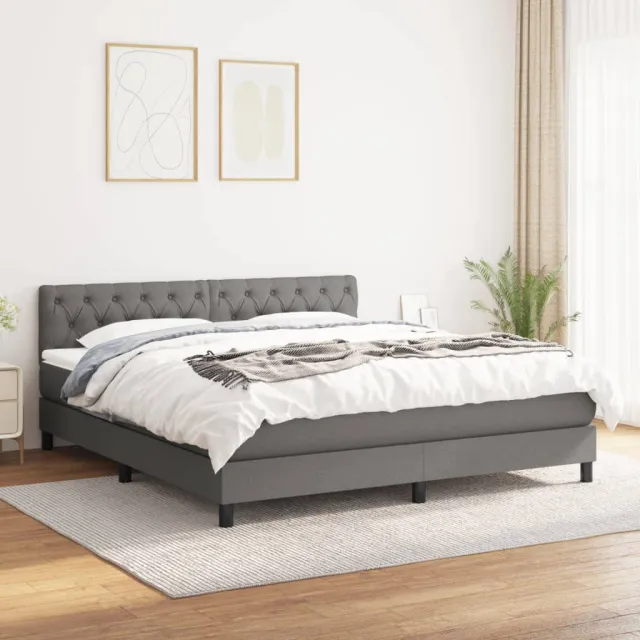 vidaXL Boxspring met matras stof donkergrijs 160x200 cm grijs