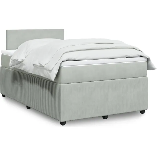 vidaXL Boxspring met matras fluweel lichtgrijs 120x200 cm grijs