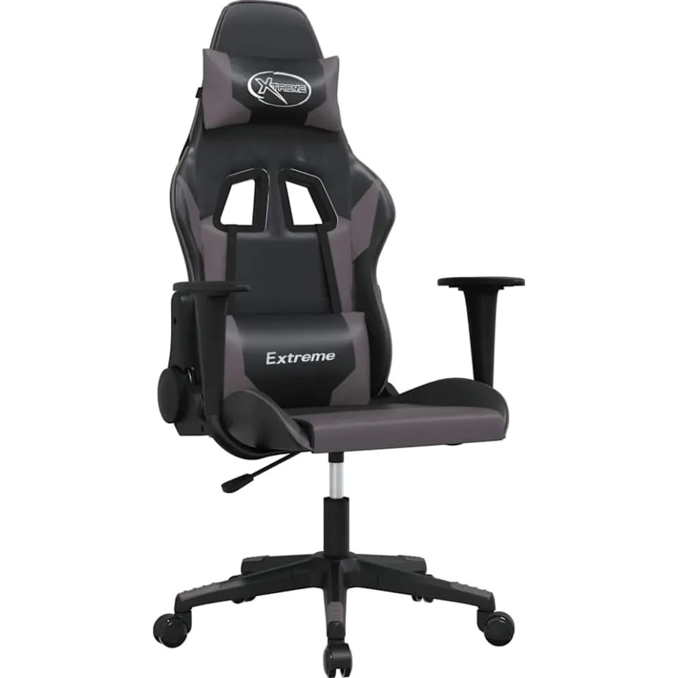 vidaXL Gamestoel kunstleer zwart en grijs, foto 3