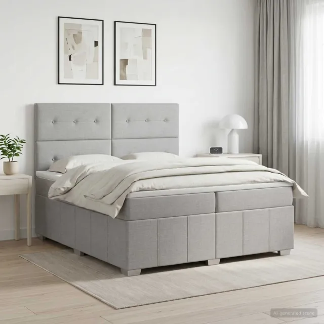 vidaXL Boxspringbed met matras Lichtgrijs 200 x 200 cm Stof