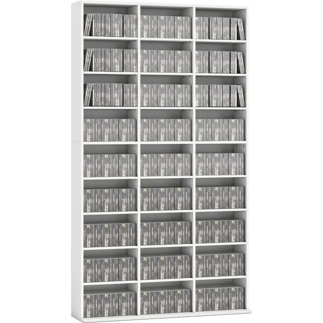 Homcom CD Storage Unit-Spanplatte-100B x 24T x 175H cm-Weiß Wit