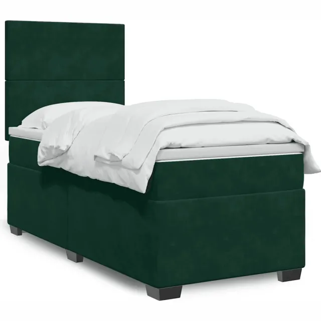 vidaXL Boxspring met matras fluweel donkergroen 100x200 cm groen