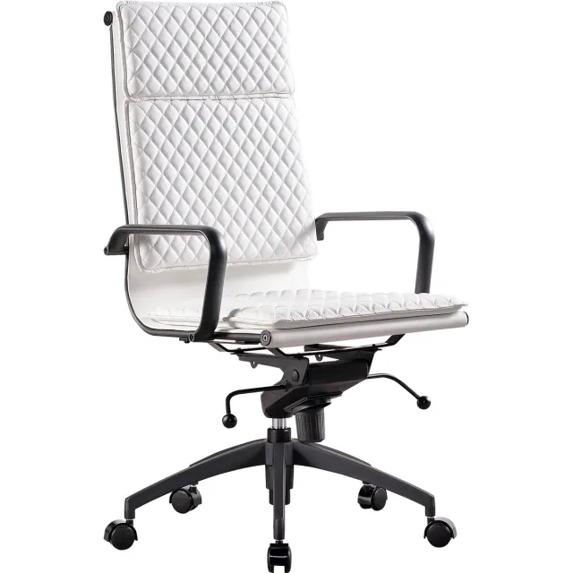 CD Furniture Design Bureaustoel Diamond Softpad | Hoge Rugleuning | Wit Met Zwart Frame