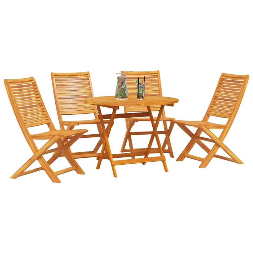 vidaXL Tuin eettafelset 5 st Bruin Massief Acaciahout