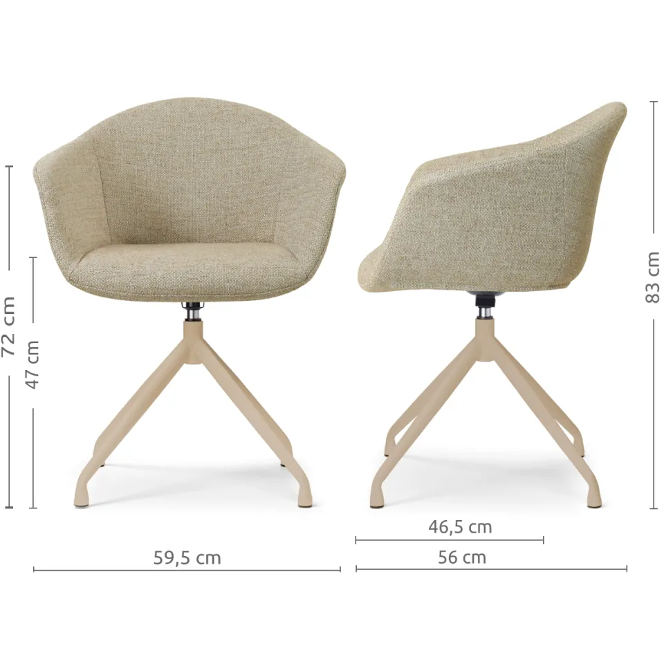 Nolon Nola-Otis draaibare eetkamerstoel taupe melange - beige onderstel, foto 2