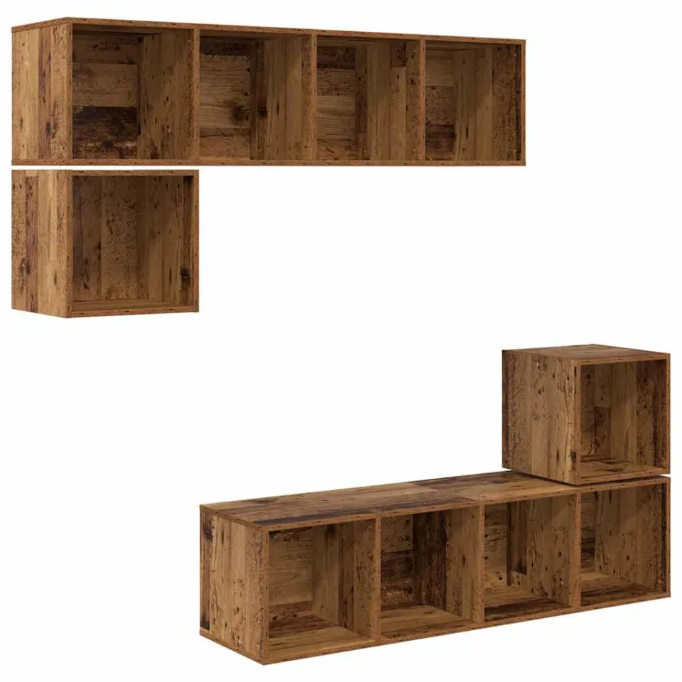 vidaXL Tv-meubelset 4 st 37 x 37 x 142,5 cm Oud Hout Bruin